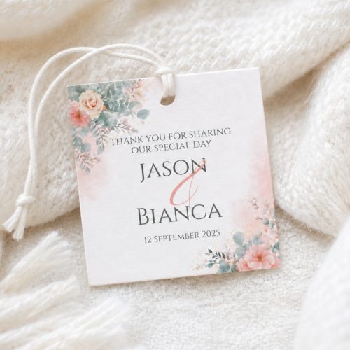 Peach Blush Favour Tag | Round or Square